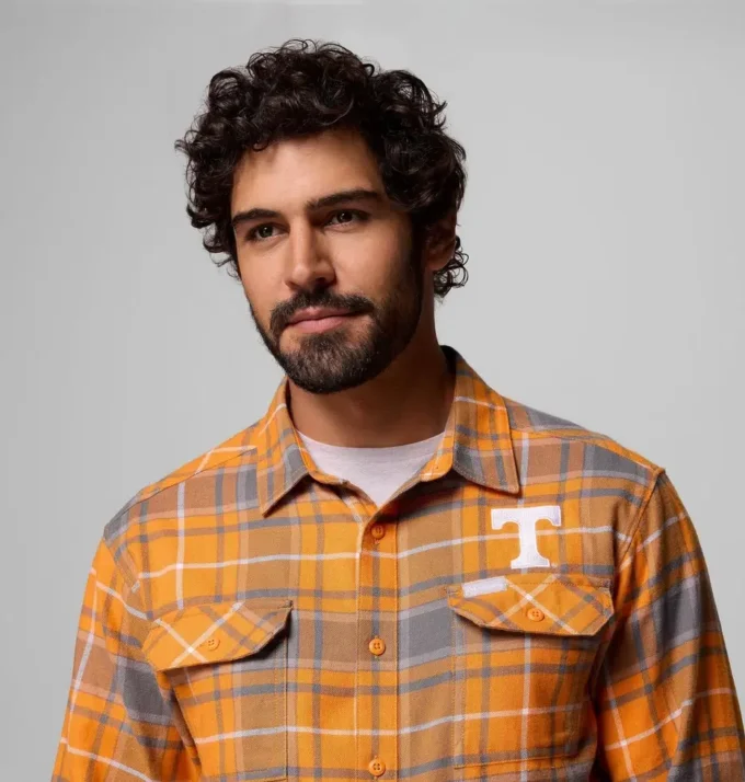 Herren-Flanellhemd mit langen Ärmeln und Collegiate Flare Gun™-Logo – Tennessee