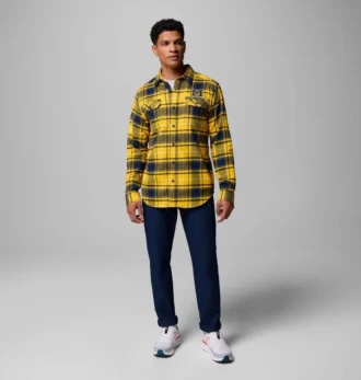 Herren-Flanellhemd mit langen Ärmeln und Collegiate Flare Gun™-Motiv – Michigan