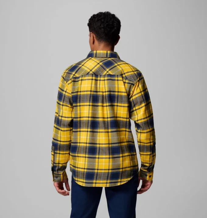 Herren-Flanellhemd mit langen Ärmeln und Collegiate Flare Gun™-Motiv – Michigan