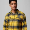 Herren-Flanellhemd mit langen Ärmeln und Collegiate Flare Gun™-Motiv – Michigan