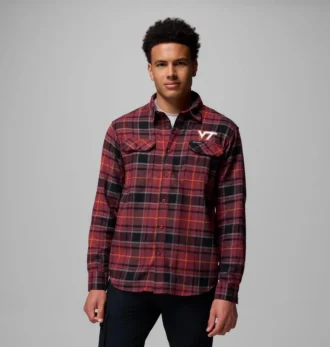 Herren-Flanellhemd mit langen Ärmeln und Collegiate Flare Gun™-Motiv – Virginia Tech