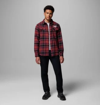 Herren-Flanellhemd mit langen Ärmeln und Collegiate Flare Gun™-Motiv – Virginia Tech