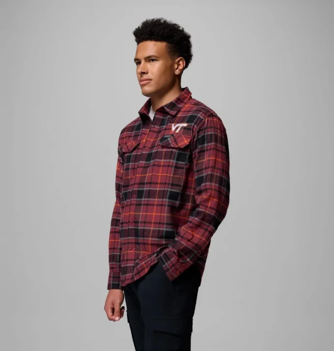 Herren-Flanellhemd mit langen Ärmeln und Collegiate Flare Gun™-Motiv – Virginia Tech