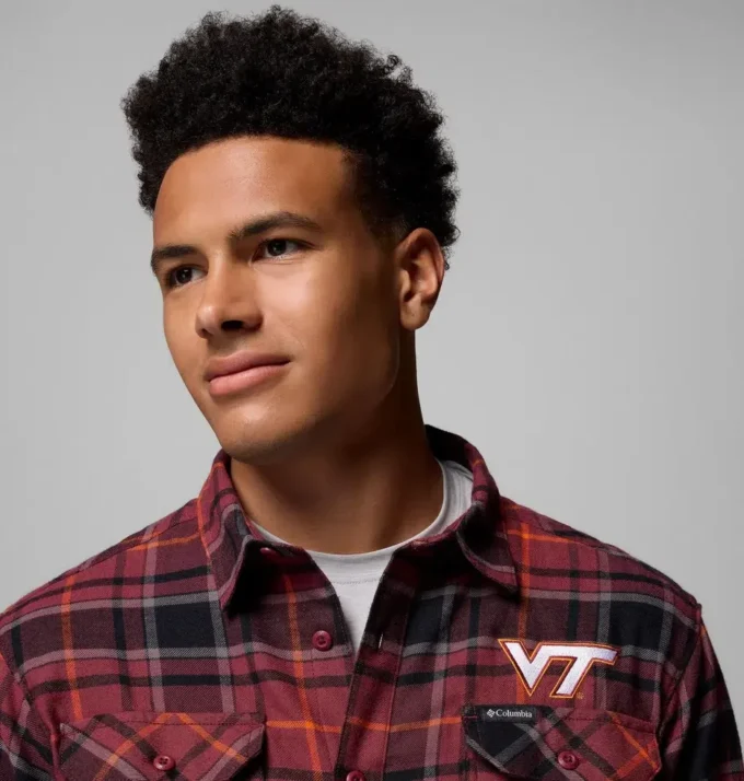 Herren-Flanellhemd mit langen Ärmeln und Collegiate Flare Gun™-Motiv – Virginia Tech