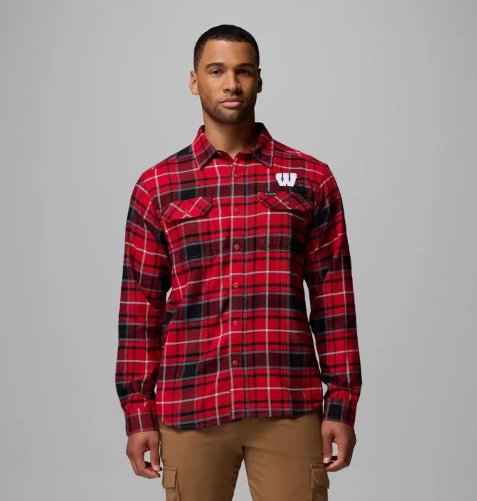 Herren-Flanellhemd mit langen Ärmeln und Flare Gun™-Motiv – Wisconsin