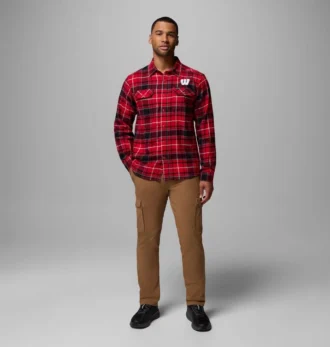 Herren-Flanellhemd mit langen Ärmeln und Flare Gun™-Motiv – Wisconsin