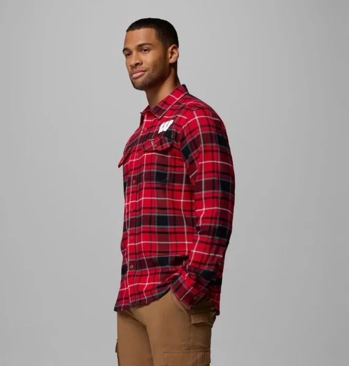 Herren-Flanellhemd mit langen Ärmeln und Flare Gun™-Motiv – Wisconsin