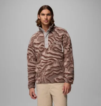 Herren Helvetia™ II bedruckter Fleece-Pullover mit halben Druckknöpfen