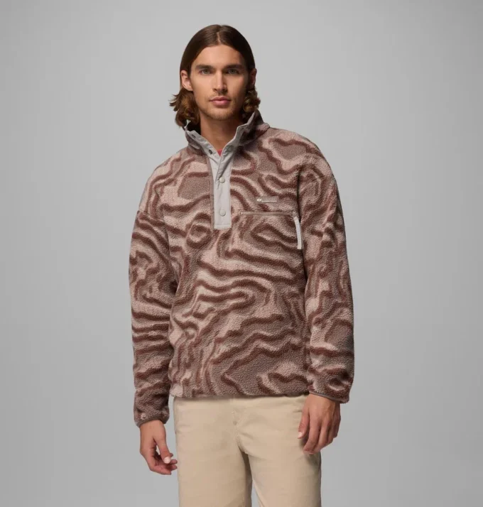 Herren Helvetia™ II bedruckter Fleece-Pullover mit halben Druckknöpfen