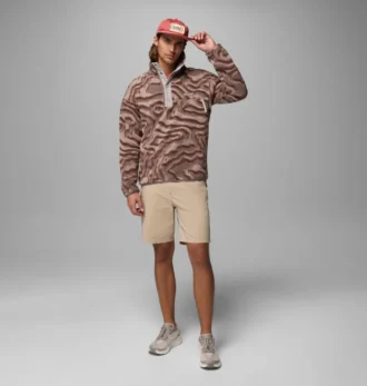 Herren Helvetia™ II bedruckter Fleece-Pullover mit halben Druckknöpfen