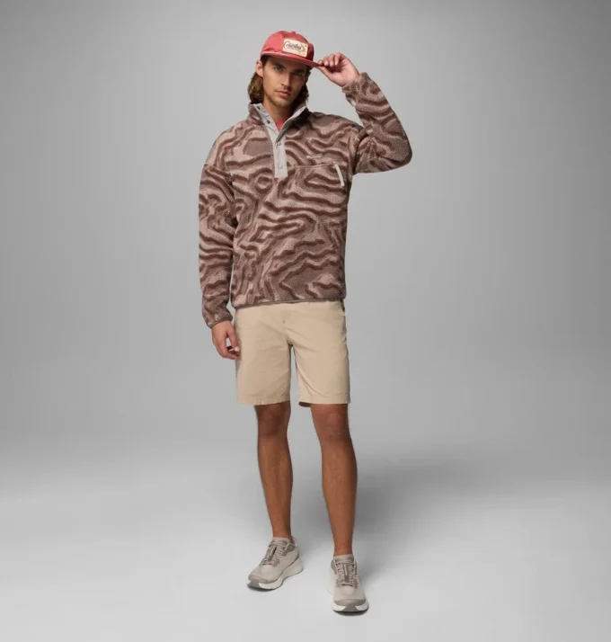 Herren Helvetia™ II bedruckter Fleece-Pullover mit halben Druckknöpfen