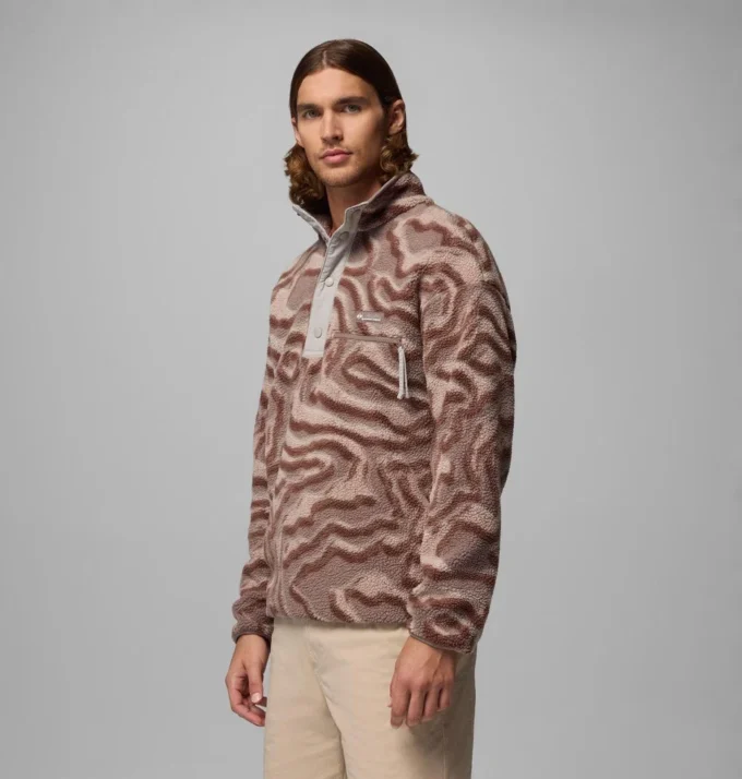 Herren Helvetia™ II bedruckter Fleece-Pullover mit halben Druckknöpfen