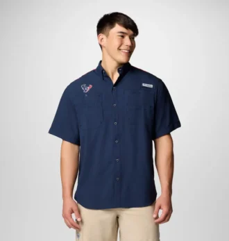 Herren PFG Tamiami™ Kurzarmhemd mit Farbblockdesign – Houston Texans